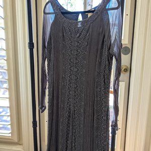 Sundance grey crinkle lace dress with underslip - size 10